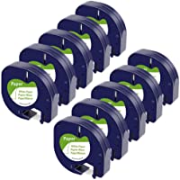 Aken - Cinta de Etiquetas compatible para usar en lugar de Dymo Letratag papel Cinta Etiquetas 12mm x 4m negro sobre…